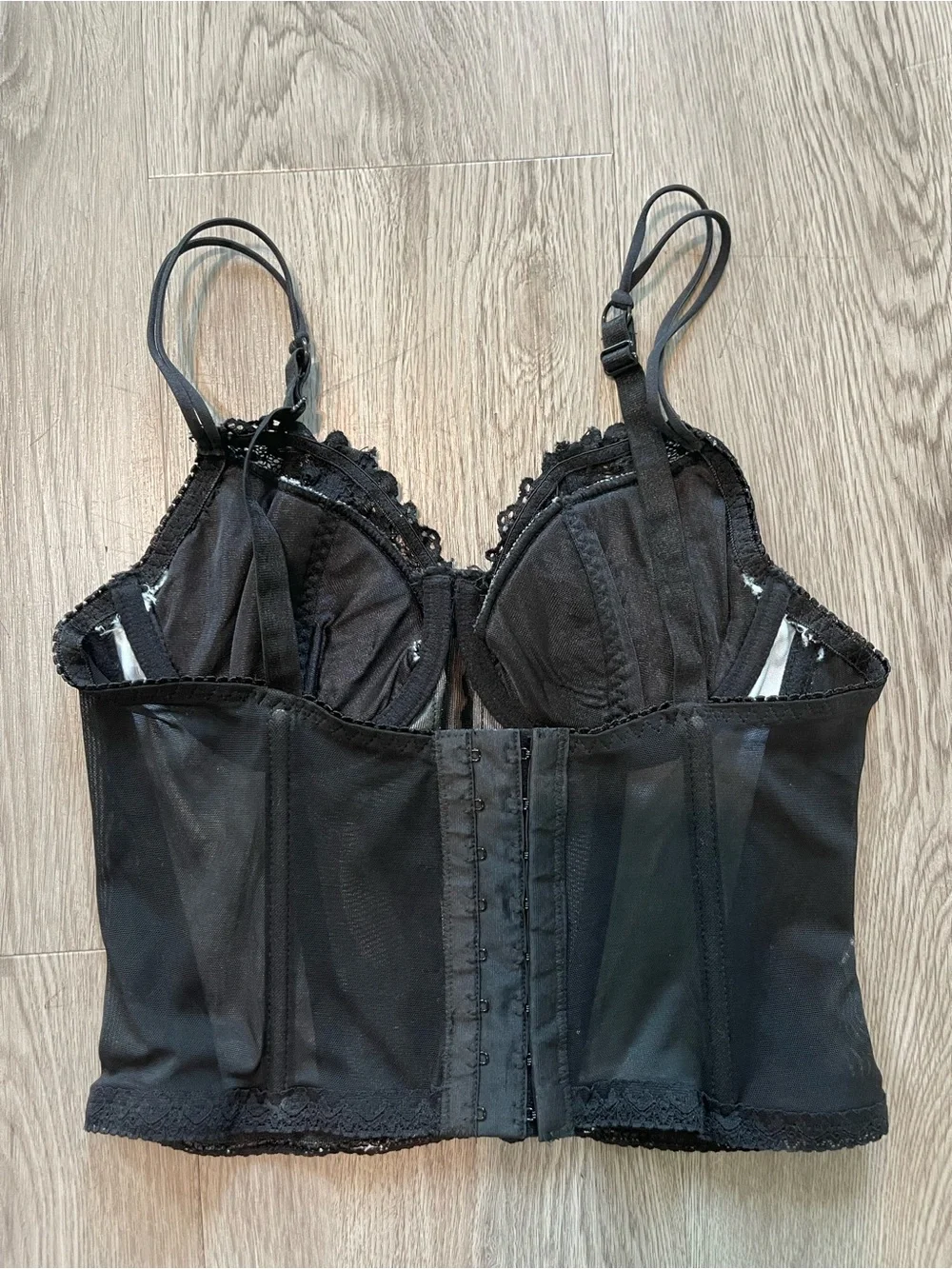 Black lace with white corset lingerie